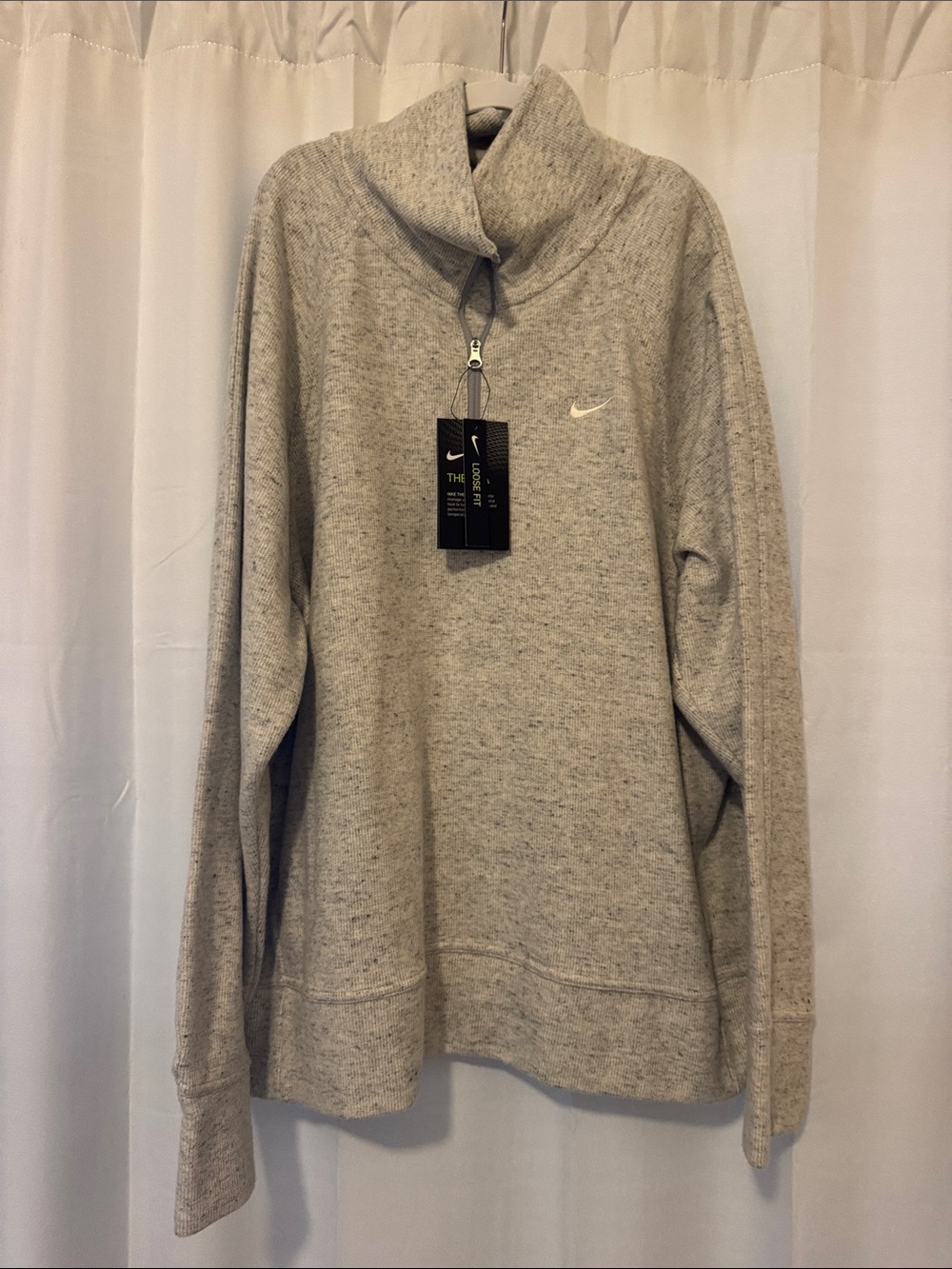 Nike Women’s Heather Gray Half-Zip Funnel Neck Sweater